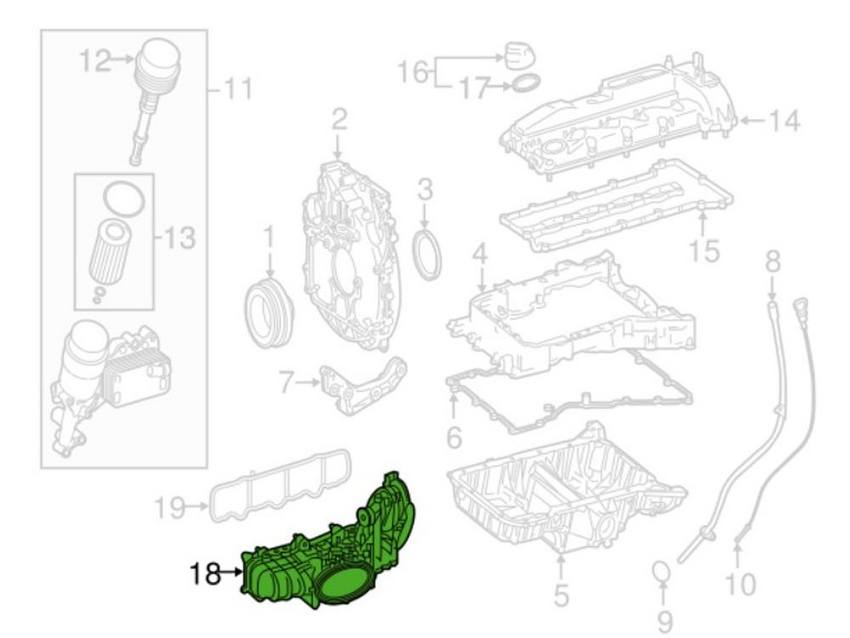 Mercedes Engine Intake Manifold - Upper 6510904737